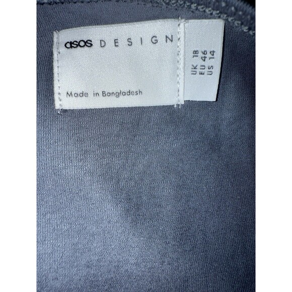 Gray Strapless Bodycon Midi Dress Twist-Front Ruched Bust Stretch US 14 ASOS NWT - Picture 3 of 6